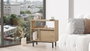 Hanah Home On6-S Mesa Auxiliar Madera Nogal Tablero Melamina 60x60x25.5cm Patas Metal Elegante Moderna